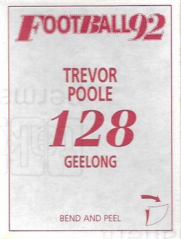 1992 Select AFL Stickers #128 Trevor Poole Back